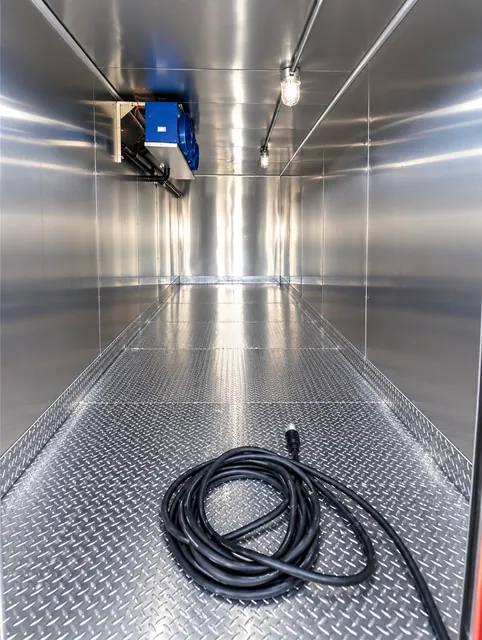 Cold-storage interior with cooling unit and coiled cable
