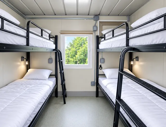 Accommodation room with bunks on both sides