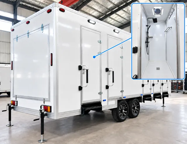 Private shower entrances with an open stall inset