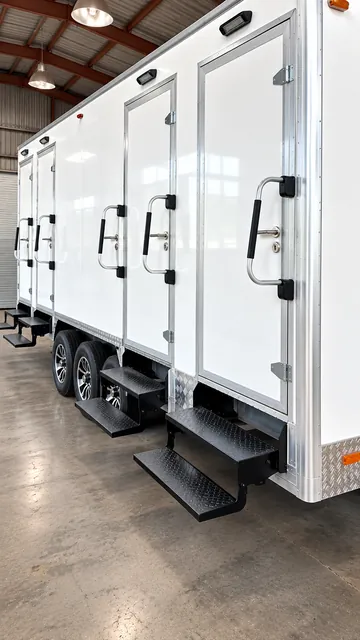 Combination trailer exterior in a storage building
