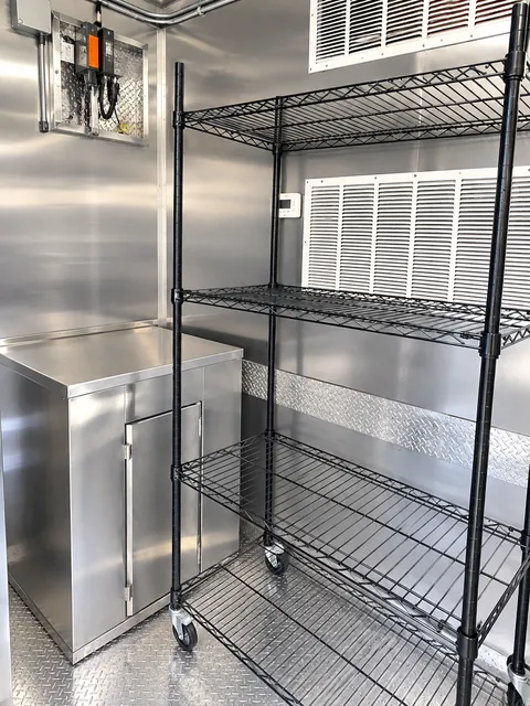 Kitchen storage racks and stainless interior
