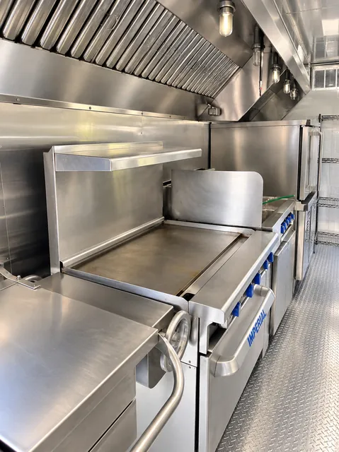 Cooking equipment beneath the ventilation canopy