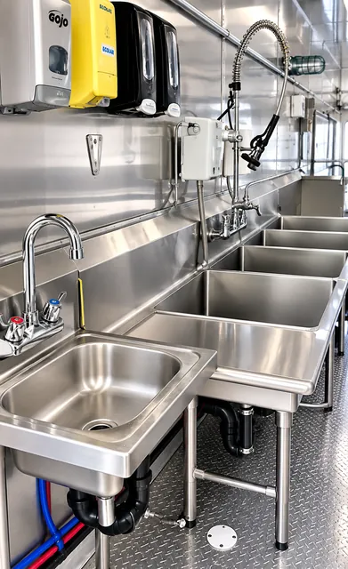 Wash sinks with a pre-rinse spray
