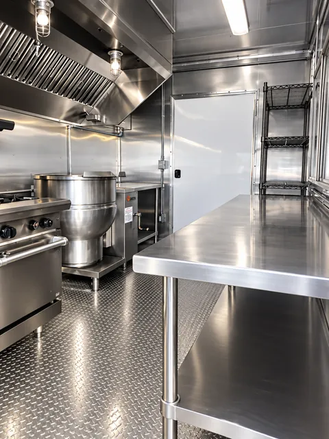 Steam kettle and stainless prep surface
