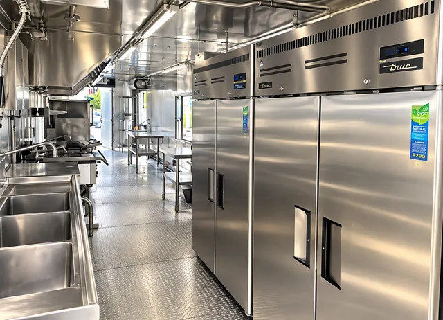 Stainless refrigeration cabinets and wash area