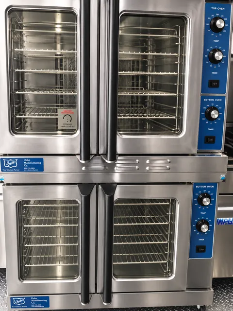 Stacked commercial convection ovens