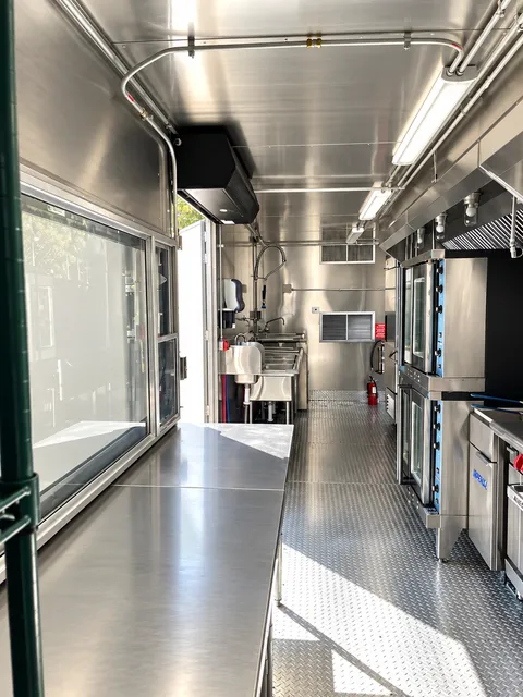 Stainless prep surface and kitchen interior