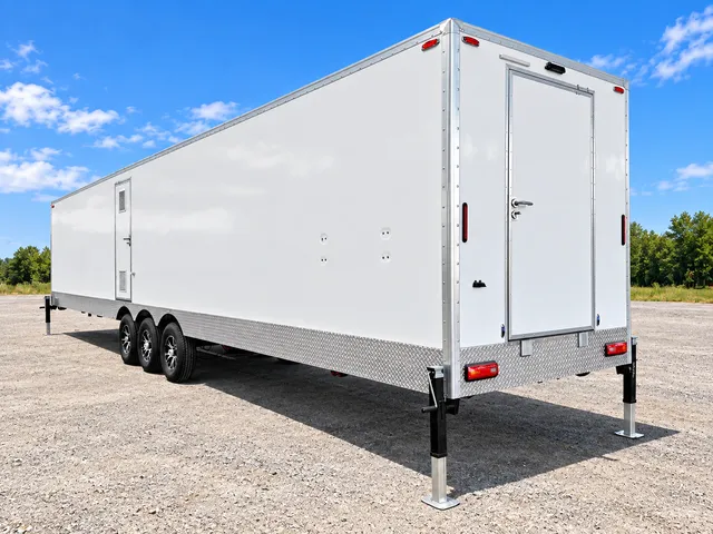 Long combination trailer rear and side exterior