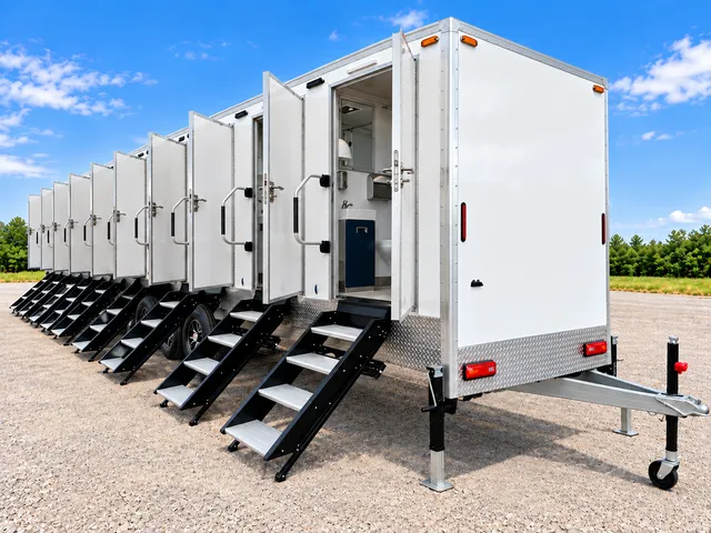 Combination trailer entrance doors with portable steps